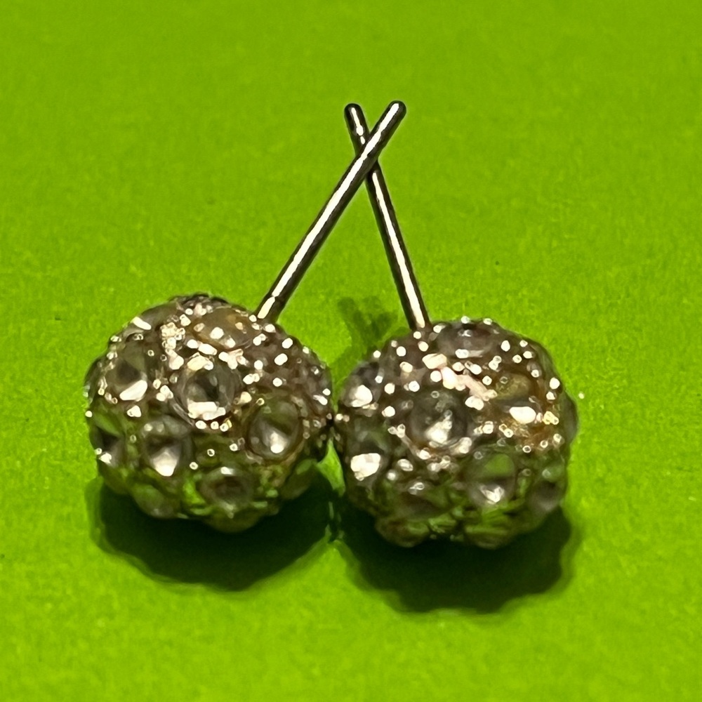 Stud Silver Rhinestone Earrings - image 4